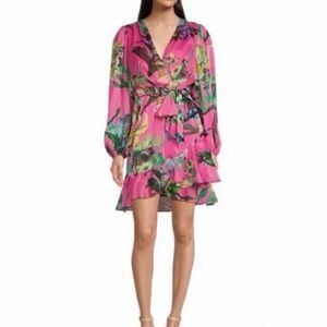 NWT Floral Pink Wrap Dress